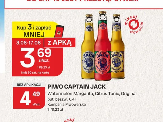 Piwo Captain Jack Watermelon Margarita promocja w Chorten