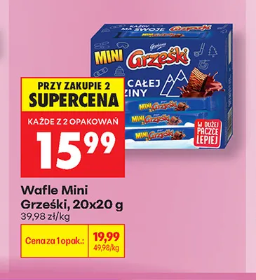 Wafle Mini Grześki 20-pak 20 g promocja w Biedronka