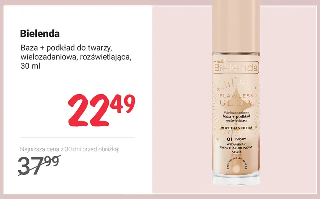 Baza + podkład do twarzy wielozadaniowa rozświetlająca Bielenda promocja w Rossmann