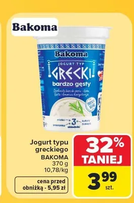 Jogurt typu greckiego Bakoma gęsty promocja w Carrefour