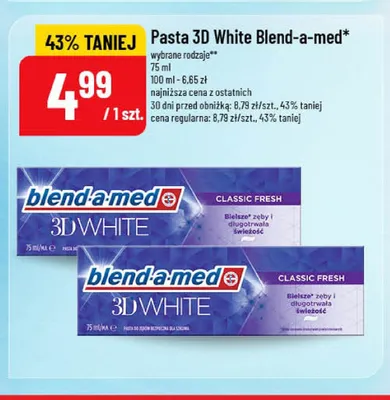 Pasta 3D White Blend-a-med Classic Fresh promocja w POLOmarket