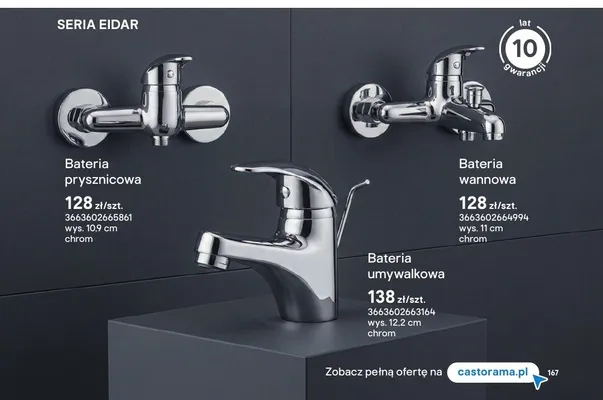 Bateria umywalkowa Eidar chrom promocja w Castorama