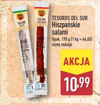 Hiszpańskie salami Tesoros del Sur promocja w Aldi