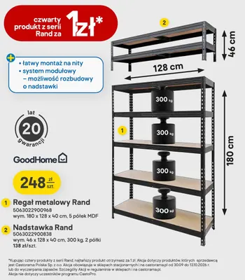 Regał metalowy Rand GoodHome promocja w Castorama