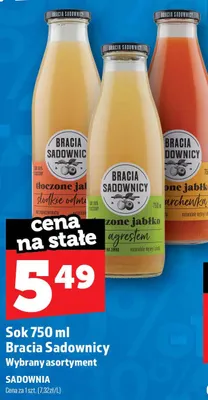 Sok tłoczone jabłko słodkie odmiany Bracia Sadownicy promocja w TOPAZ