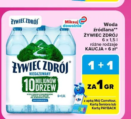 Woda źródlana Żywiec Zdrój 6-pak promocja w Carrefour Market