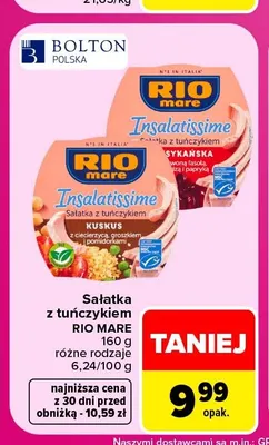 Sałatka z tuńczykiem Insalatissime kuskus Rio Mare promocja w Carrefour Market