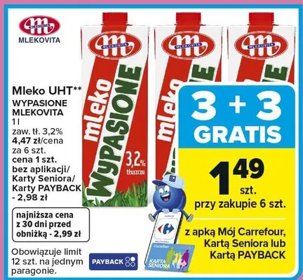 Mleko UHT wypasione na słońcu promocja w Carrefour