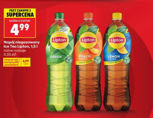 Napój niegazowany Ice Tea Lipton Green promocja w Biedronka