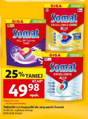 Kapsułki do zmywarki Somat Excellence 4in1 promocja w Auchan