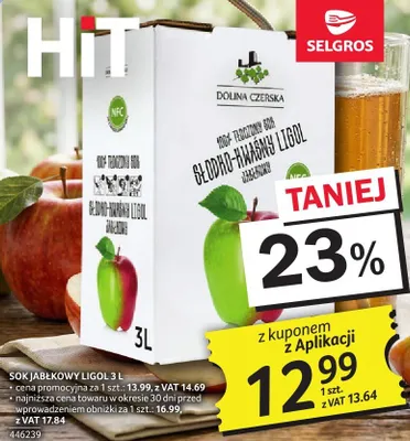 Sok jabłkowy Ligol 3 l promocja w Selgros