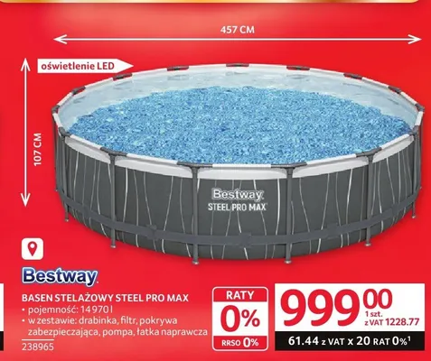 Basen stelażowy BESTWAY Steel Pro Max 14970l promocja w Selgros