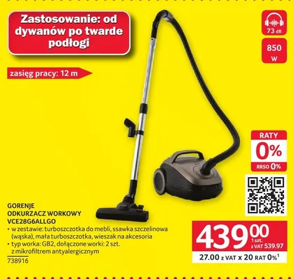 Odkurzacz workowy VCE28G6ALLGO promocja w Selgros