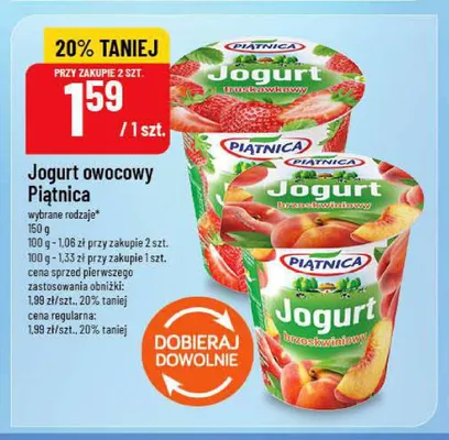 Jogurt owocowy brzoskwiniowy Piątnica promocja w POLOmarket