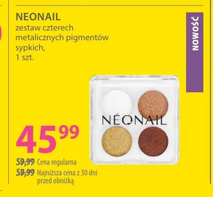 Zestaw czterech metalicznych pigmentów sypkich NeoNail promocja w Hebe