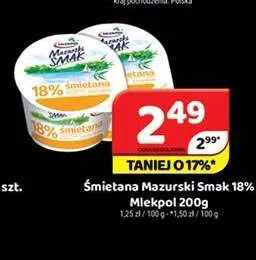 Śmietana Mazurski Smak 18% promocja w Delfin
