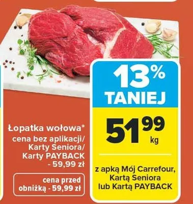 Łopatka wołowa promocja w Carrefour Market