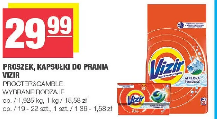 Proszek, kapsułki do prania wybrane rodzaje promocja w SPAR