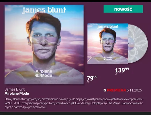 Płyta James Blunt Airplane Mode LP promocja w Empik