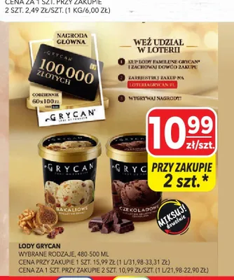 Lody GRYCAN Czekoladowe promocja w Top Market