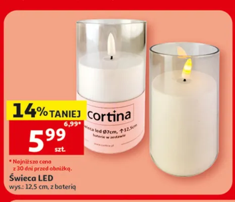 Świeca LED Cortina wys. 12,5 cm promocja w Auchan