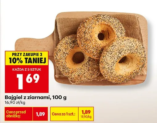 Bajgiel z ziarnami 100g promocja w Biedronka