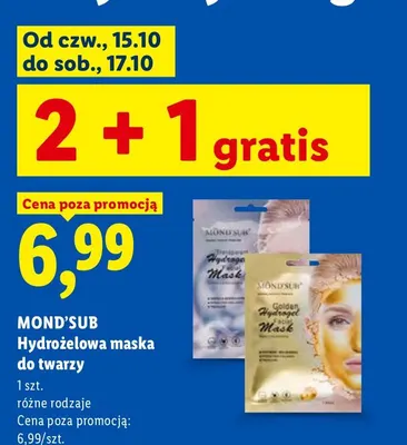 Hydrożelowa maska do twarzy Transparent Mond'sub promocja w Lidl