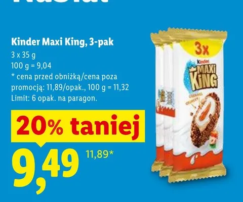 Batonik Maxi King, 3-pak Kinder promocja w Lidl