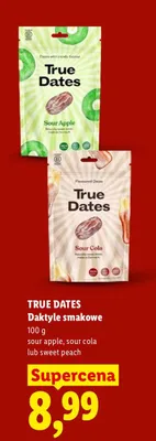 Daktyle smakowe sour apple, sour cola lub sweet peach promocja w Lidl