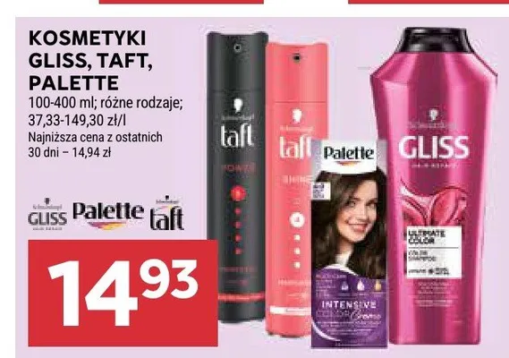 Kosmetyki Gliss, Taft, Palette promocja w Stokrotka