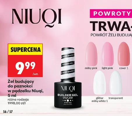 Żel budujący do paznokci w pędzelku Niuqi promocja w Biedronka