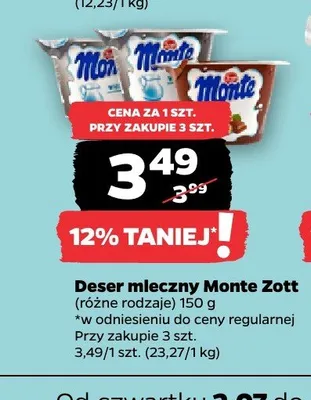 Deser mleczny Monte Zott promocja w Netto