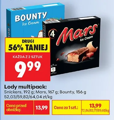 Lody Snickers multipack promocja w Biedronka