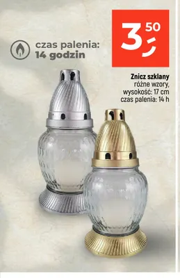 Znicz szklany srebrny czas palenia 14h promocja w Dealz