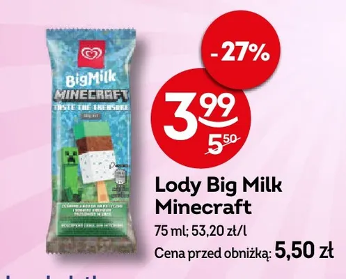 Lody Big Milk Minecraft promocja w Żabka