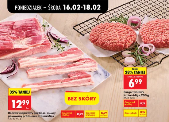 Boczek wieprzowy bez kości i skóry pakowany próżniowo promocja w Biedronka