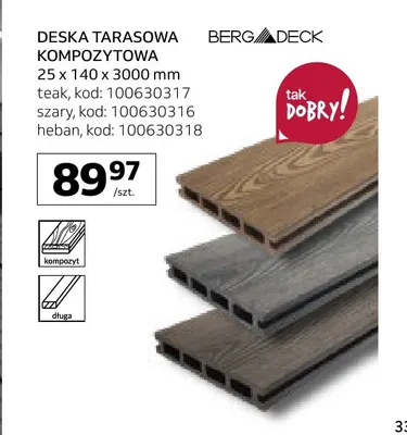 Deska tarasowa kompozytowa 25x140x3000 mm Berg Deck promocja w Komfort