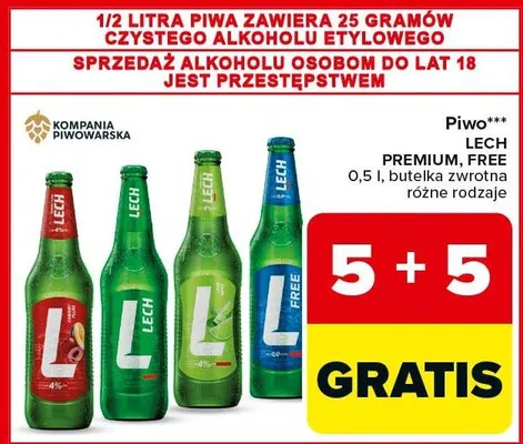 Piwo Lech Free butelka zwrotna promocja w Carrefour Market