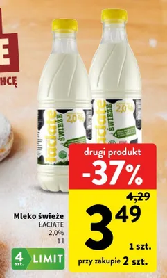 Mleko świeże ŁACIATE 2,0% promocja w Intermarche