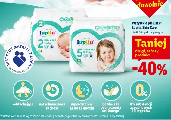 Pieluszki Lupilu Skin Care promocja w Lidl