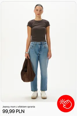 Jeansy mom z efektem sprania Cropp promocja w Cropp