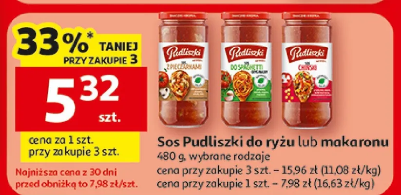 Sos Pudliszki do ryżu lub makaronu wybrane rodzaje promocja w Auchan