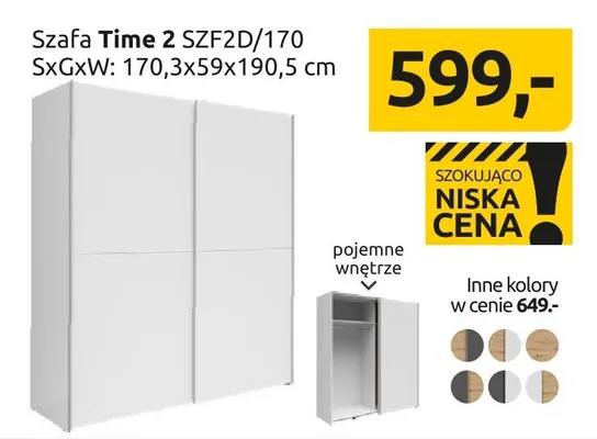Szafa Time 2 SZF2D/170 promocja w Black Red White
