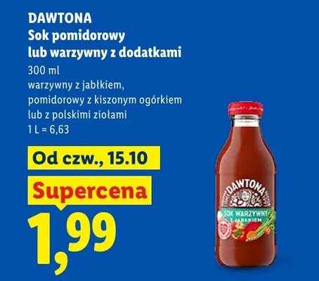 Sok pomidorowy z kiszonym ogórkiem Dawtona promocja w Lidl