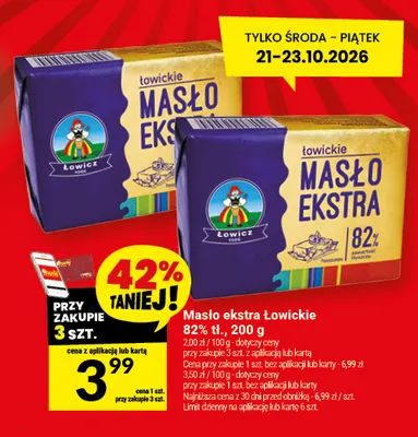 Masło ekstra Łowickie 82% promocja w Twój Market