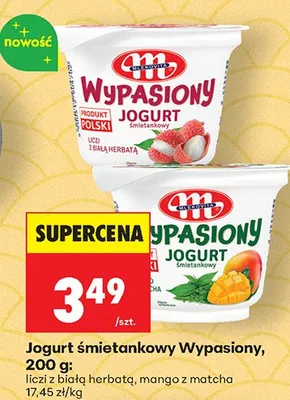 Jogurt śmietankowy Mlekovita Wypasiony liczi z białą herbatą promocja w Biedronka