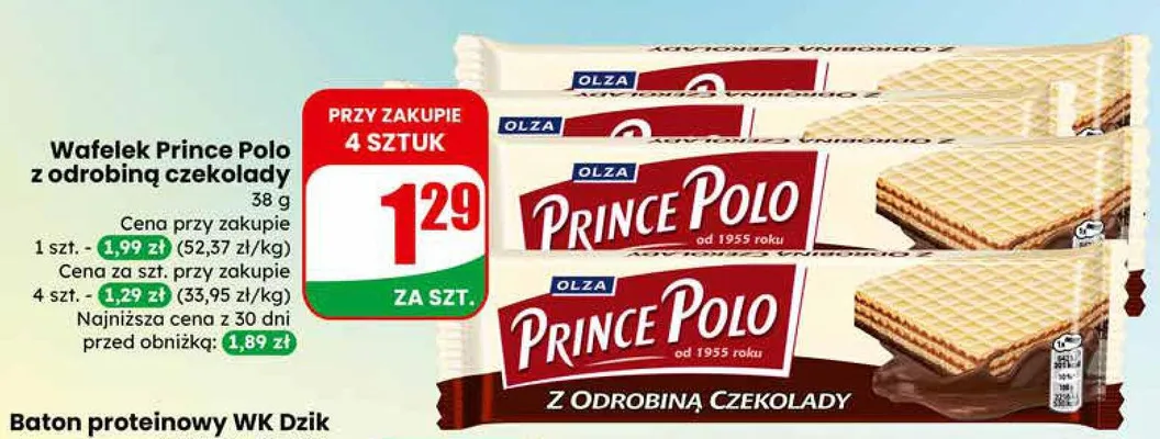 Wafelek z odrobiną czekolady promocja w Dino