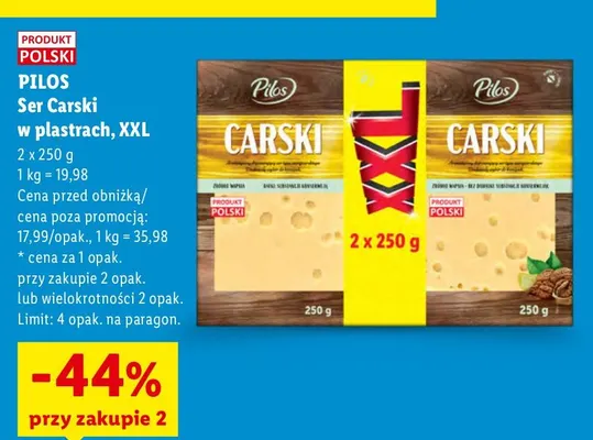 Ser carski w plastrach XXL Pilos 2-pak promocja w Lidl