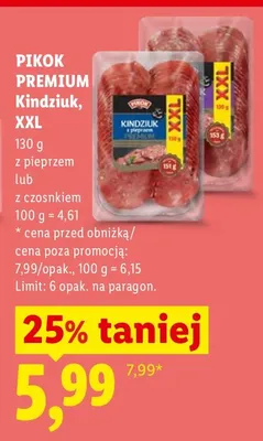 Kindziuk XXL z pieprzem lub z czosnkiem promocja w Lidl