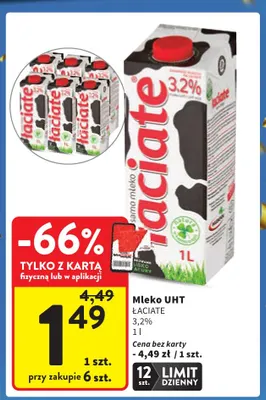 Mleko UHT Łaciate 3,2% promocja w Intermarche